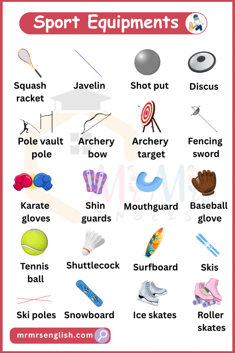 Slider Rope Guard Sports Equipment Names in English with their Pictures - MR MRS ENGLISH