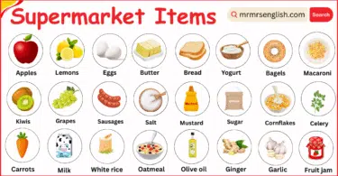Supermarket items Names in English with their Pictures