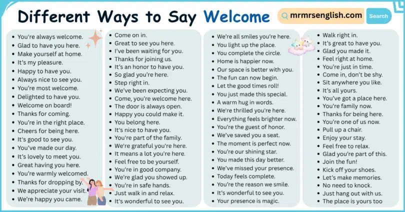 100 Different Ways to Say Welcome in English with Pictures