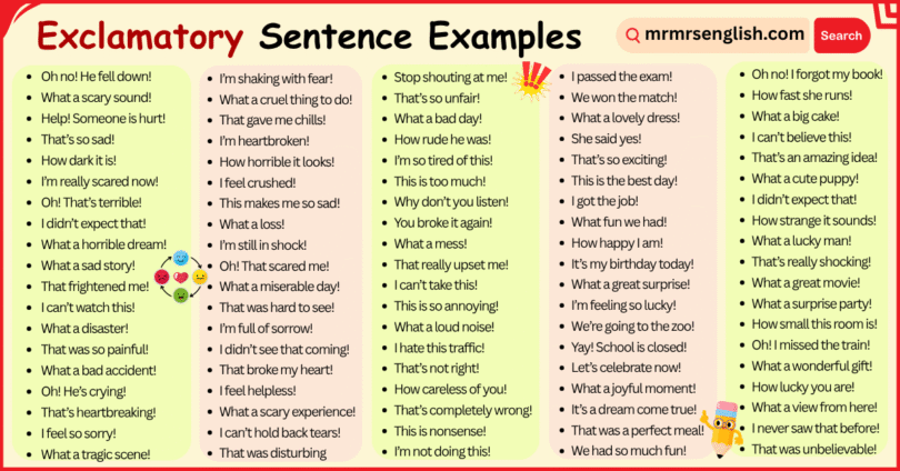 100 Exclamatory Sentences Examples in English with Pictures