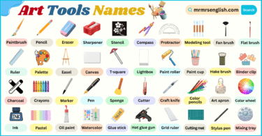 Art Tools Names in English with Their Pictures
