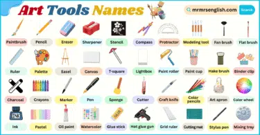 Art Tools Names in English with Their Pictures