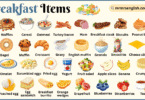 Breakfast Items Names in English with Their Pictures