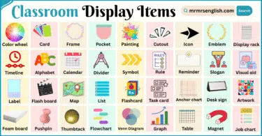 Classroom Display Items Names in English with Pictures