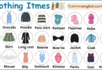 Clothing Items Names in English with their Pictures