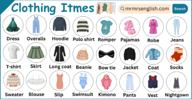 Clothing Items Names in English with their Pictures