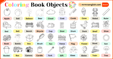 Coloring Book Objects Names in English with Pictures