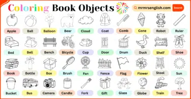 Coloring Book Objects Names in English with Pictures
