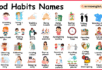Good Habits Names in English with Their Pictures