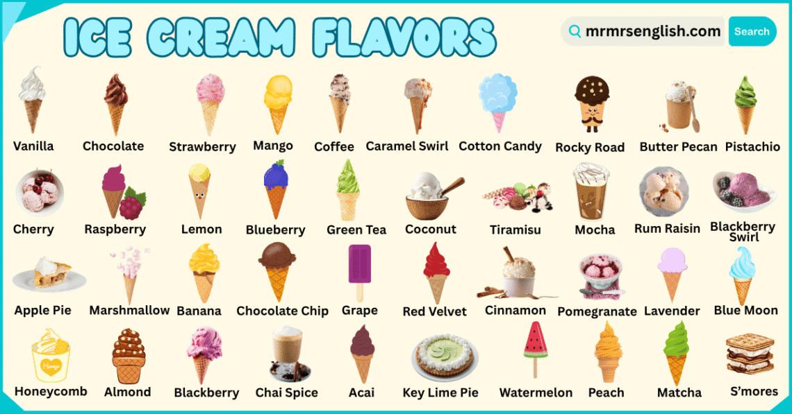 Types Of Ice Cream Flavors Names With Their Pictures MR MRS ENGLISH