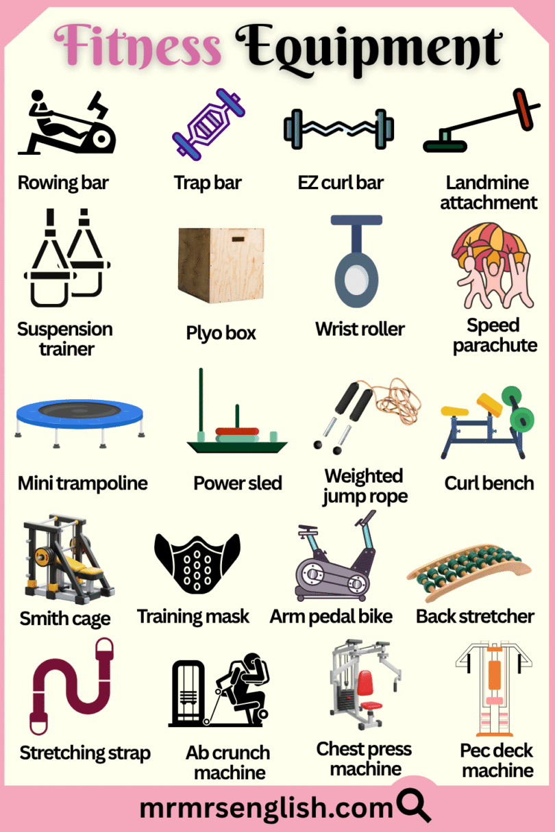 Fitness Equipment Names in English with Their Pictures - MR MRS ENGLISH