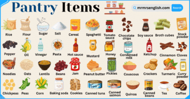 Pantry Items Names in English with Their Pictures
