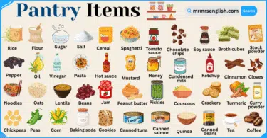Pantry Items Names in English with Their Pictures