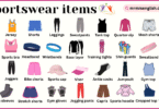 Sportswear Items Names in English with Their Pictures