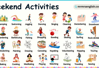 Weekend Activities Names in English with Their Pictures