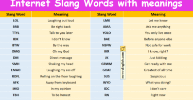 100 internet Slang Words with meanings and Pictures