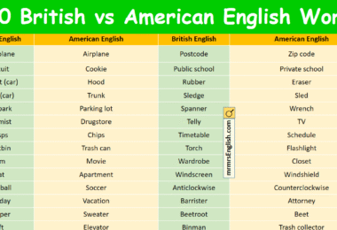 500 British vs American English Words with Pictures