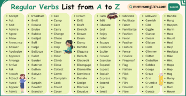500+ Regular Verbs List from A to Z in English with Pictures