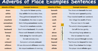 Adverbs of Place Examples Sentences in English with Pictures