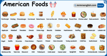 American Foods Names in English with Their Pictures