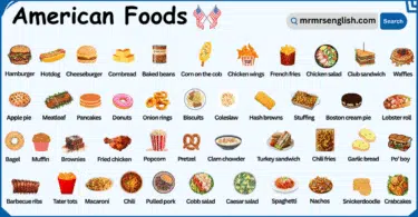 American Foods Names in English with Their Pictures