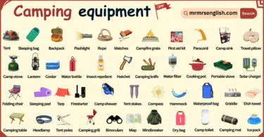 Camping Equipment Names in English with Their Pictures
