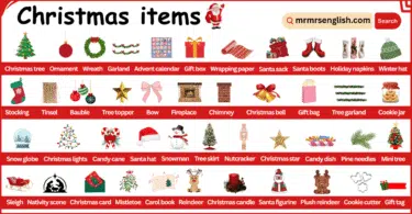 Christmas Items in English with their Pictures