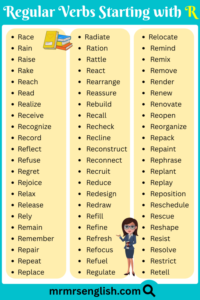 Verb Start With R 500+ Regular Verbs List from A to Z in English with Pictures - MR MRS ...