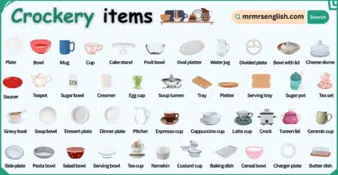 Crockery Items Names in English with Their Pictures