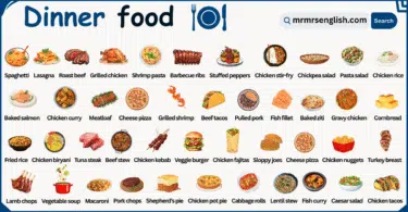 Dinner Foods Names in English with Their Pictures