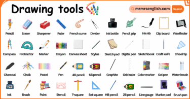 Drawing Tools Names in English with Their Pictures
