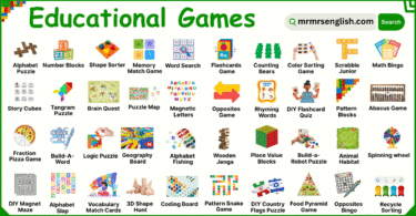 Educational Games Names in English with Their Pictures