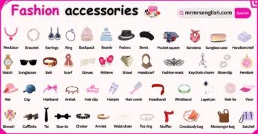 Fashion Accessories Names in English with Their Pictures