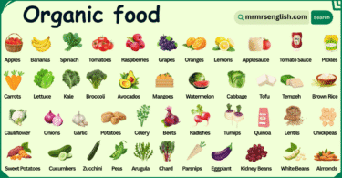 Organic Food Items in English with their Pictures