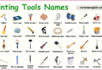 Painting Tools Names in English with Their Pictures