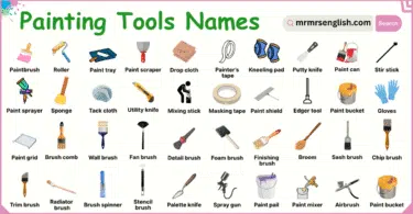 Painting Tools Names in English with Their Pictures