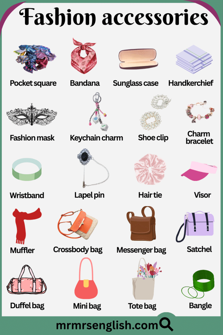 Fashion Accessories Names in English with Their Pictures - MR MRS ENGLISH