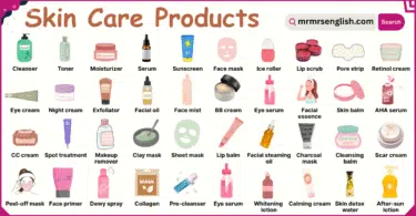 Skin Care Products Names in English their Pictures