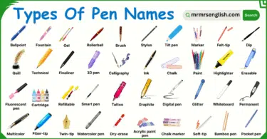 Types of Pen Names in English with their Pictures