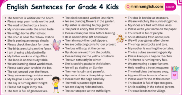 200 English Sentences for Grade 4 Kids with Their Pictures