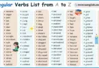 500 Irregular Verbs List from A to Z in English with Pictures