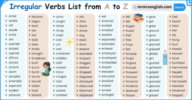 500 Irregular Verbs List from A to Z in English with Pictures