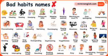 Bad Habits Names in English with Their Pictures