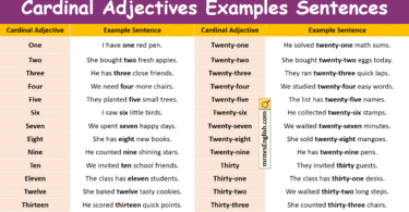 Cardinal Adjectives Examples Sentences in English with Pictures
