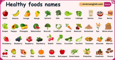 Healthy Foods Names in English with Their Pictures