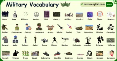 Military Vocabulary Words in English with Their Pictures