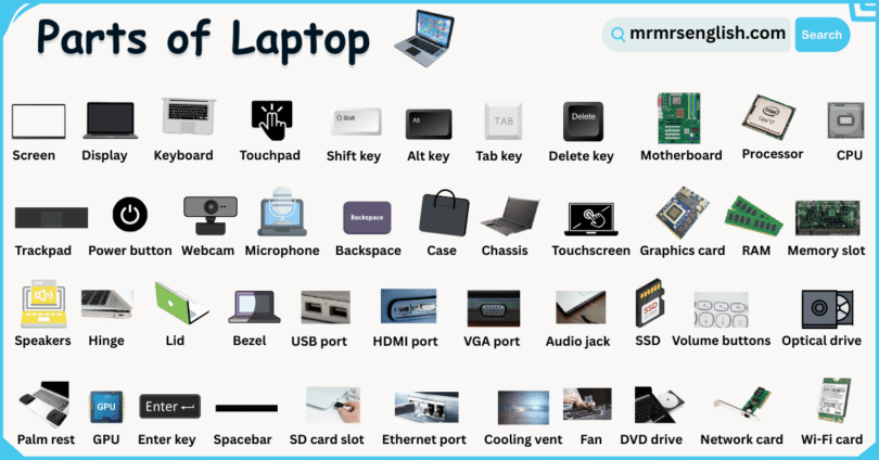 Parts of Laptop List of Laptop Parts Names with Pictures