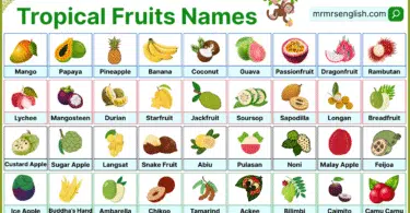 Tropical Fruits Names in English with Their Pictures