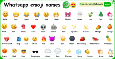 WhatsApp Emojis Names in English with Their Pictures