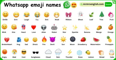 WhatsApp Emojis Names in English with Their Pictures